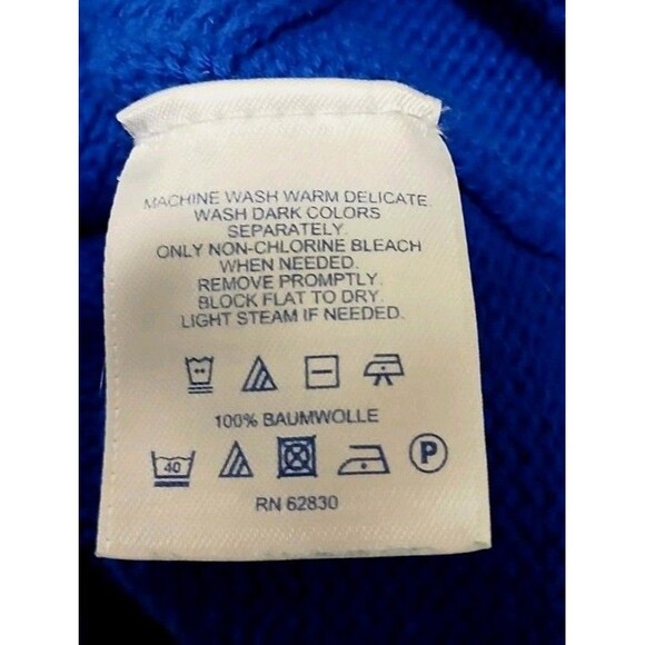 Lands' End Women's Drifter Sweater Blue Cable Knit Cotton Pullover M 10-12 EUC - Picture 7 of 8